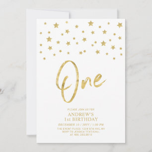 Gold Star Ein 1. Geburtstag Party Einladung