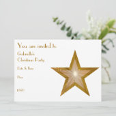 Gold Star Einladung Fronttext weiß (Stehend Vorderseite)