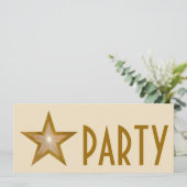 Gold Star Einladung PARTY lang (Stehend Vorderseite)
