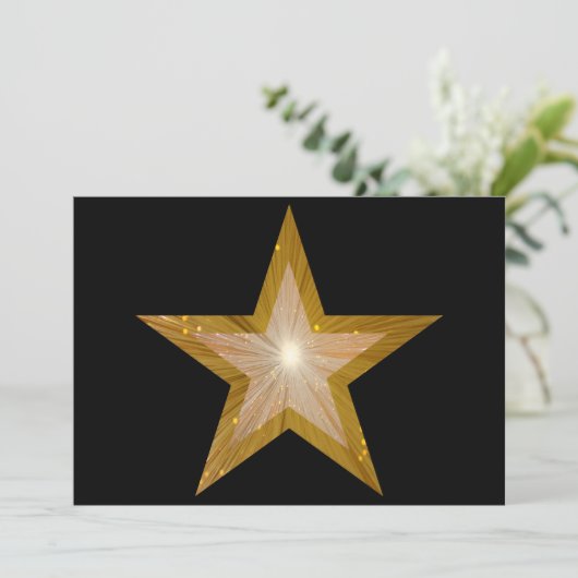 Gold Star Einladung schwarz (Stehend Vorderseite)