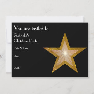 Gold Star Einladung Vorderseite schwarz