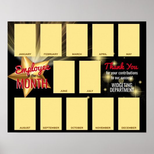 Gold-Star-Foto-Mitarbeiter des Monats Anerkennung Poster (Vorne)