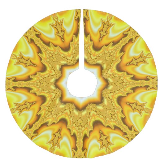 Gold Star Fraktal Tree Skirt Polyester Weihnachtsbaumdecke (Vorderseite)