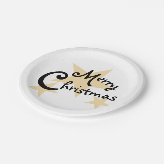Gold Star Frohe Weihnachten auf White Pappteller (Schrägansicht)