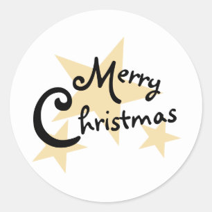 Gold Star Frohe Weihnachten auf White Sticker