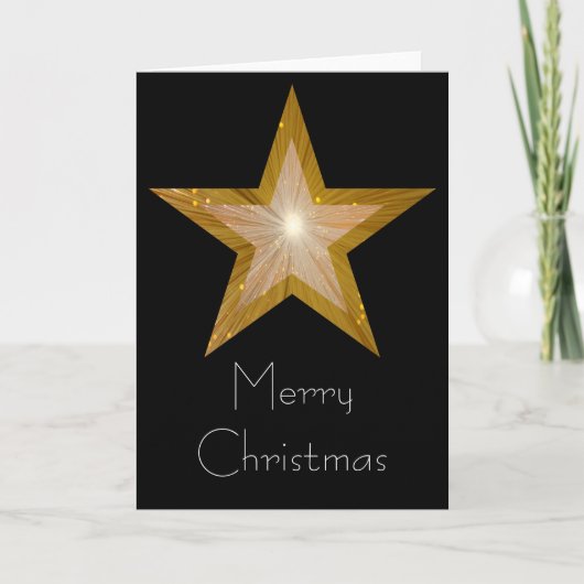 Gold Star "Frohe Weihnachten" Karte schwarz (Vorderseite)