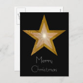 Gold Star "Frohe Weihnachten" Postkarte schwarz (Vorne/Hinten)