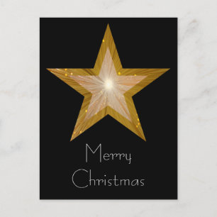 Gold Star "Frohe Weihnachten" Postkarte schwarz