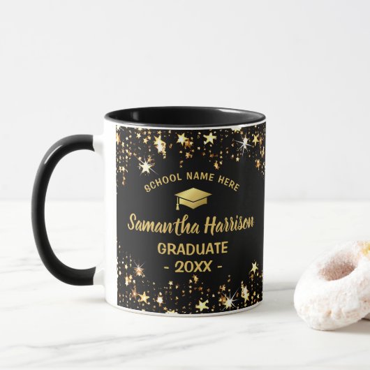 Gold Star Graduate | Foto 2025 Abschluss Tasse (Mit Donut)