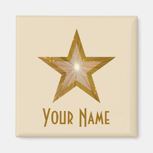 "Gold" Star "Ihr Name" Kühlschrankmagnet-Creme Magnet (Vorne)