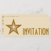 Gold Star "INVITATION" Creme lang Einladung (Vorne/Hinten)