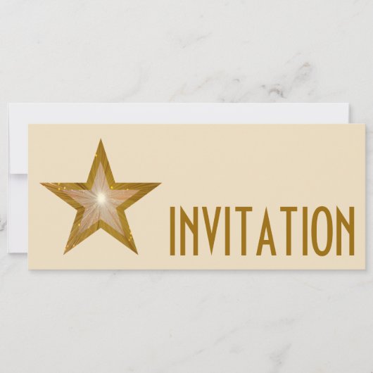 Gold Star "INVITATION" Creme lang Einladung (Vorderseite)