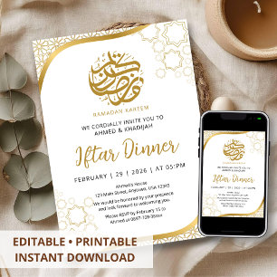 Gold Star Islamic Wave Iftar-Abendessen-Einladung Einladung