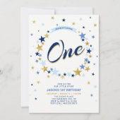 Gold Star | Junge 1. Geburtstag Einladung (Vorderseite)