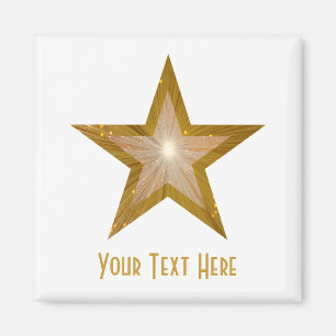 Gold Star Kühlschrank 'Dein Text' Magnetquadrat we Magnet