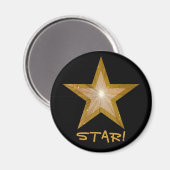 Gold Star Kühlschrank 'STAR' Magnet rund schwarz (Vorderseite/Rückseite)