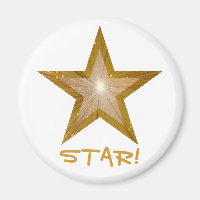 Gold Star Kühlschrank 'STAR' Magnet rund weiß