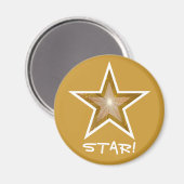 "Gold" Star Kühlschrank 'STAR' Magnet um Gold! (Vorderseite/Rückseite)