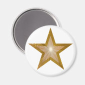 Gold Star Kühlschrankmagnet rund weiß (Vorderseite/Rückseite)