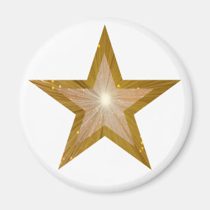 Gold Star Kühlschrankmagnet rund weiß