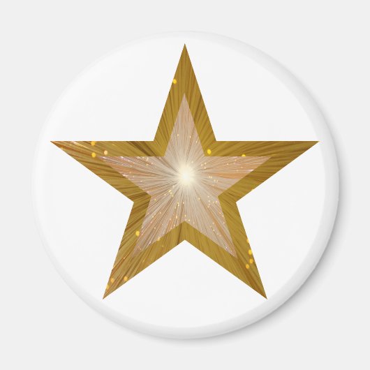 Gold Star Kühlschrankmagnet rund weiß (Vorne)