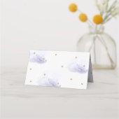 Gold Star & Lavender Cloud Baby Dusche Platzkarte (Rückseite)