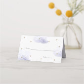 Gold Star & Lavender Cloud Baby Dusche Platzkarte (Vorderseite)