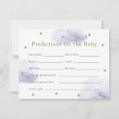 Gold Star & Lavender Cloud Baby Predictions Card Einladung (Vorderseite)