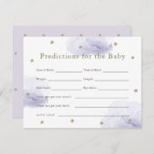 Gold Star & Lavender Cloud Baby Predictions Card Einladung (Vorne/Hinten)