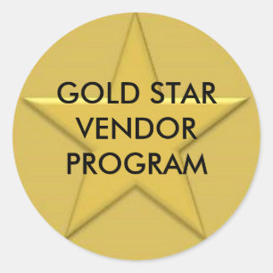 Gold-Star-Logo, GOLD STAR-VERANSTALTUNGSPROGRAMM Runder Aufkleber