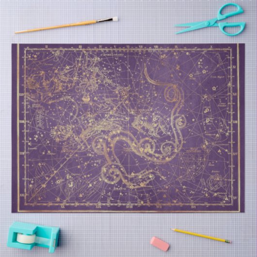 Gold Star Map Design 3 Seidenpapier (Basteln)