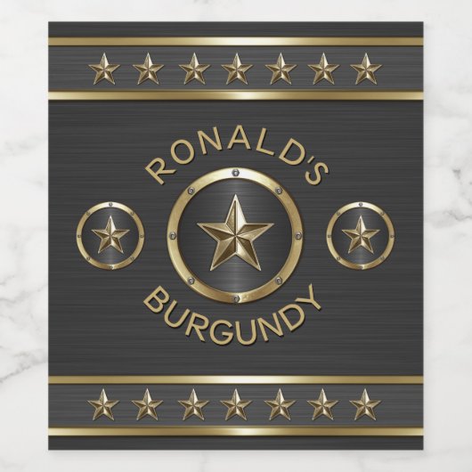 Gold Star Metal Custom Weinetikett (Einzelnes Label)