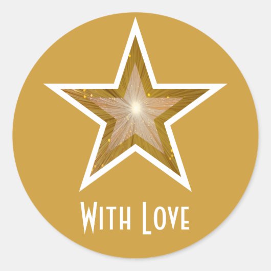 "Gold"-Star "Mit Liebe"-Rundaufkleber gelb Runder Aufkleber (Vorderseite)