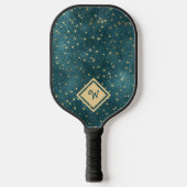 Gold Star Muster mit Gold Monogram Initial Pickleball Schläger (Vorderseite)