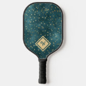 Gold Star Muster mit Gold Monogram Initial Pickleball Schläger (Rückseite)