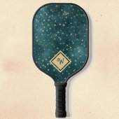 Gold Star Muster mit Gold Monogram Initial Pickleball Schläger
