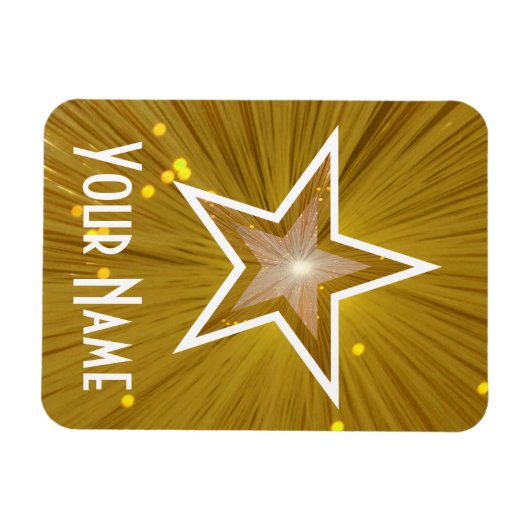 "Gold" Star "Name" flexibler Magnet (Horizontal)