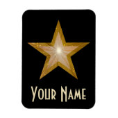 "Gold" Star "Name" flexibler Magnet schwarz (Vertikal)