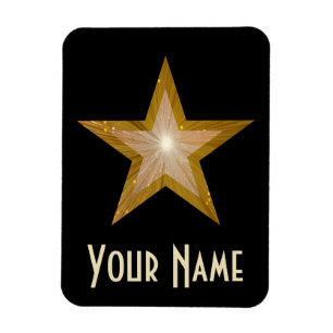"Gold" Star "Name" flexibler Magnet schwarz