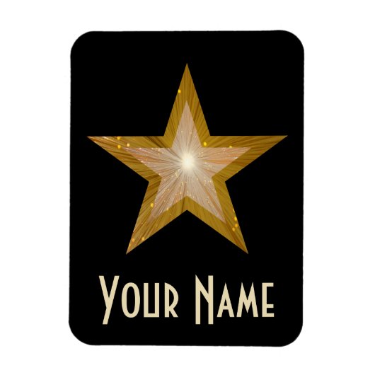 "Gold" Star "Name" flexibler Magnet schwarz (Vertikal)