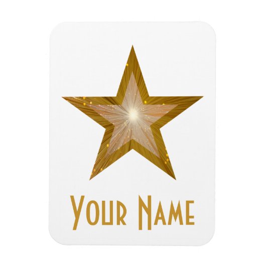 "Gold" Star "Name" flexibler Magnet weiß (Vertikal)