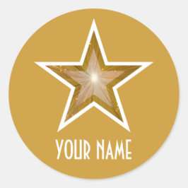 Gold Star "Name" Rundaufkleber gelb Runder Aufkleber