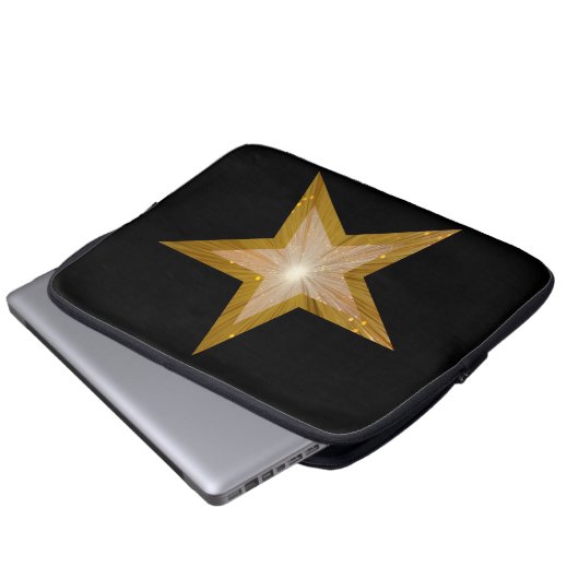 "Gold" Star Neopren Notebook-Ärmel 13" schwarz Laptopschutzhülle (Vorne Knopf)