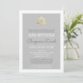 GOLD STAR OF DAVID Bar mitzvah Modernes, einfaches Einladung (Stehend Vorderseite)