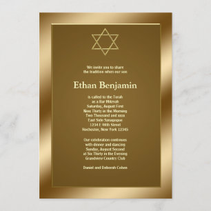 Gold Star of David Bar Mitzwa Einladung