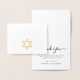 Gold Star of David real foil sympathy thank you Folienkarte