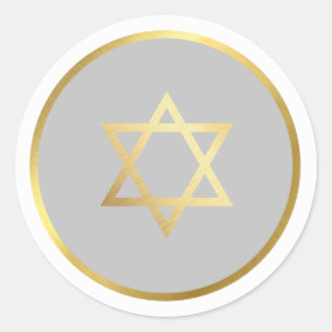 GOLD STAR OF DAVID spot circle grau Runder Aufkleber