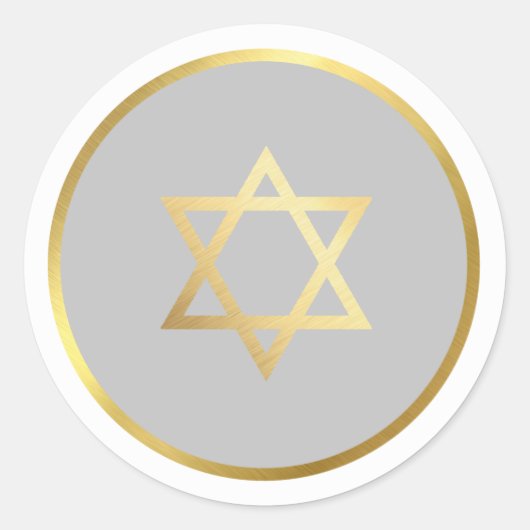GOLD STAR OF DAVID spot circle grau Runder Aufkleber (Vorderseite)