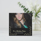 Gold Star: Party Einladungen (Stehend Vorderseite)