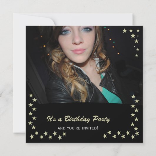 Gold Star: Party Einladungen (Vorderseite)